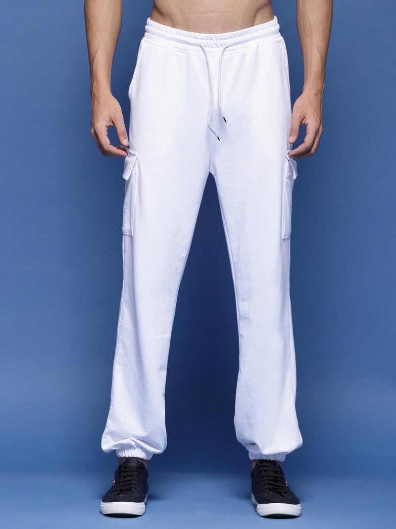 FLYNOFF White Flap Pocket Loose Fit Cargo - Image 1